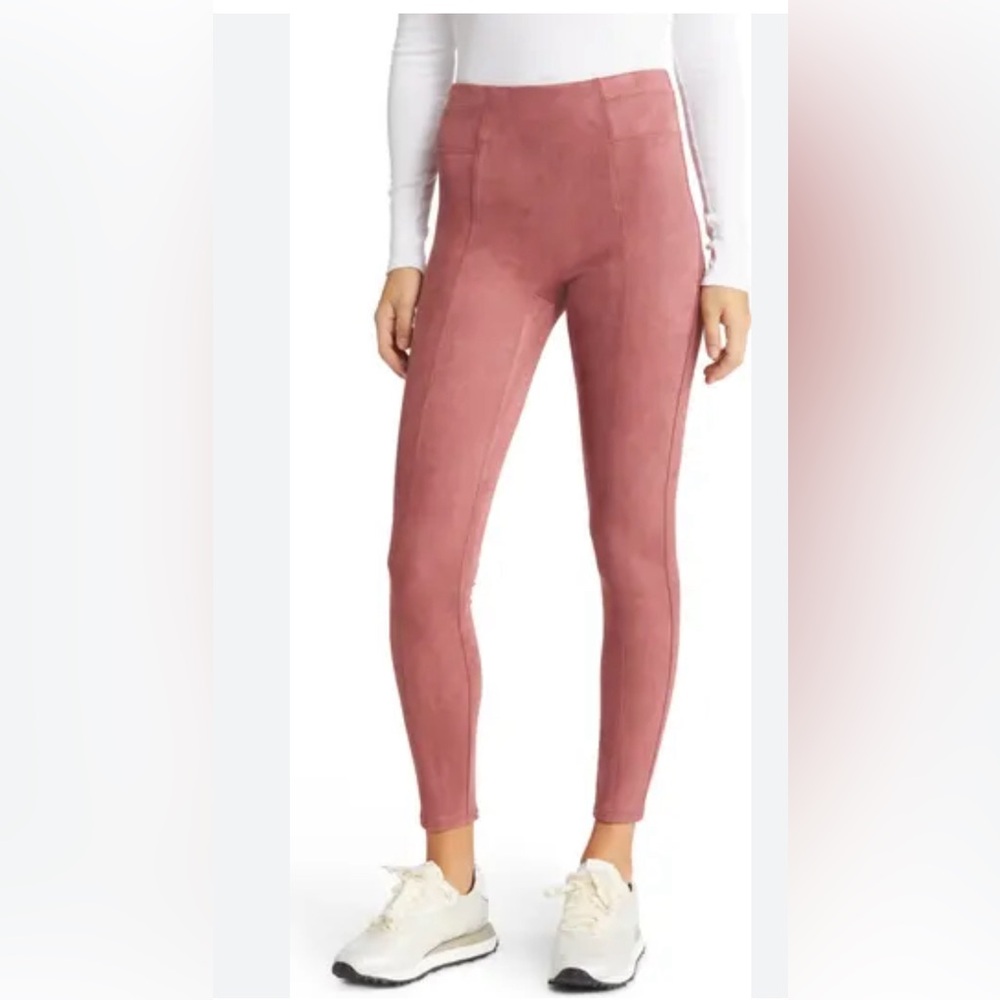 NEW Spanx Pink Microsuede Faux Suede Leggings Size Medium